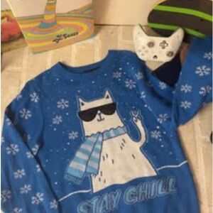 Blue Cat Graphic Sweater
